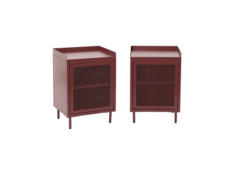  Lot de 2 tables de chevet industrielles métal bordeaux 1 porte grillagée. 40 x 37 x 58.5 cm - ohio  - Conforama A