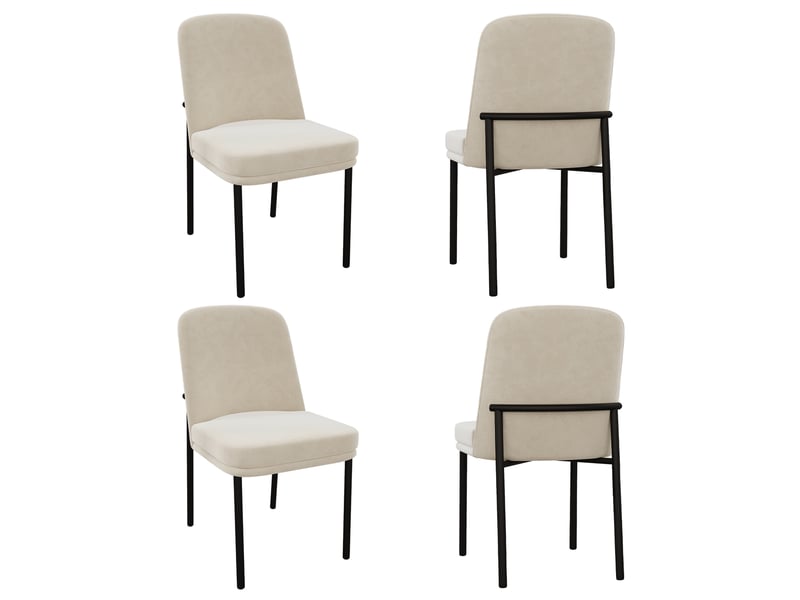  Lot de 4 chaises en velours coloris beige chaise beige - Conforama A