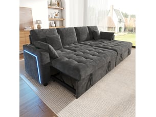 Canapé d'angle gauche convertible MODENUIT 4 places Polyester gris