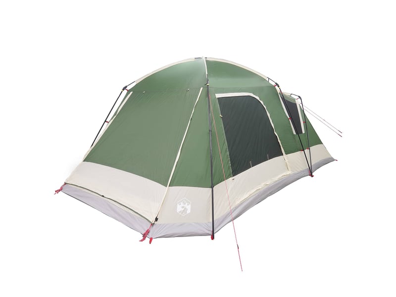 Tente de camping, tente cabane 12 personne vert polyester et acier - Conforama C