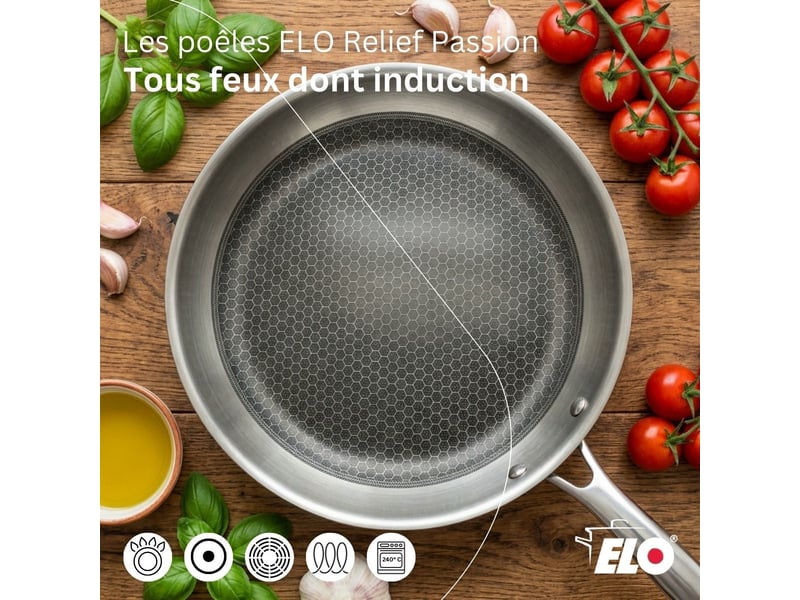  Lot de 2 poêles 2428 cm et faitout 20 cm elo relief passion 9535950BX88 - Conforama D