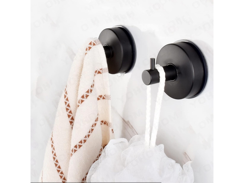  Crochet à ventouse, porte-serviettes de salle de bain, forte, cintre de chiffon de cuisine, à en acier inoxydable, noir  - Conforama C