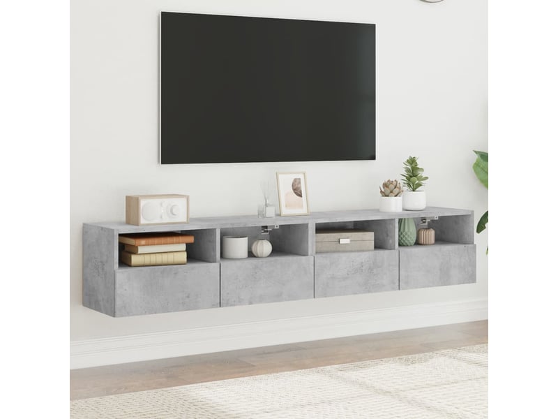  Meubles tv - banc tv - meuble de rangement muraux 2 pcs gris béton 80x30x30cm bois d'ingénierie  - Conforama B