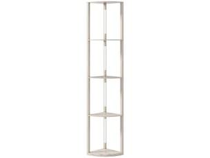 Lampadaire sur pied salon, lampadaire avec étagères d'angle à 4 niveaux, lampe led dimmable, chêne, 41x29,5x163,5cm
