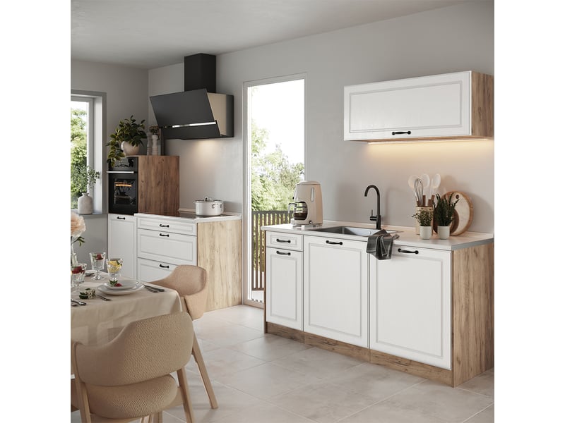 Vicco cuisine, blanc campagnechêne doré, 160cm sans plan de travail - Conforama C
