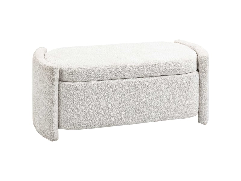  Banc de rangement rembourré pour entrée ou chaussures de couleur crème et beige mesurant 105 cm de large 44 cm de profondeur et 45,5 cm de hauteur  - Conforama A