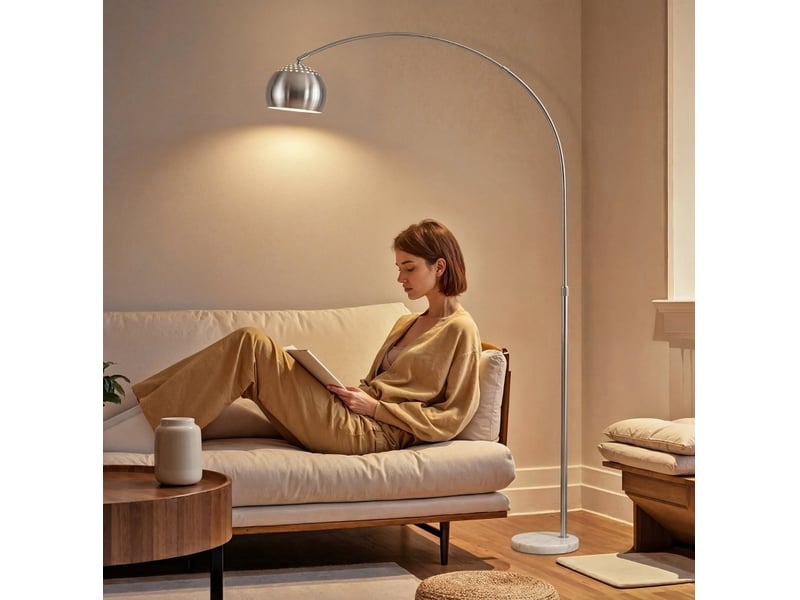  Lampadaire arc 26x100x167 cm métal argenté  - Conforama D