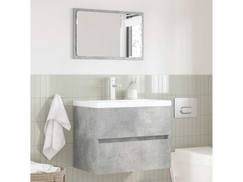 Ensemble de mobilier de salle de bain gris béton shl8468  - Conforama D