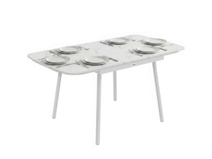 Table de jardin rectangulaire pour 6 personnes, 140 x 80 cm, plateau en composite bois-plastique.