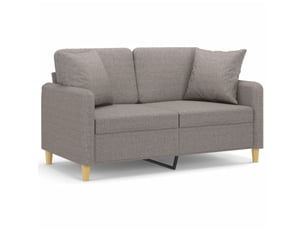 Canapé droit, sofa, canapé 2 places avec oreillers décoratifs taupe 120 cm tissu cf19991