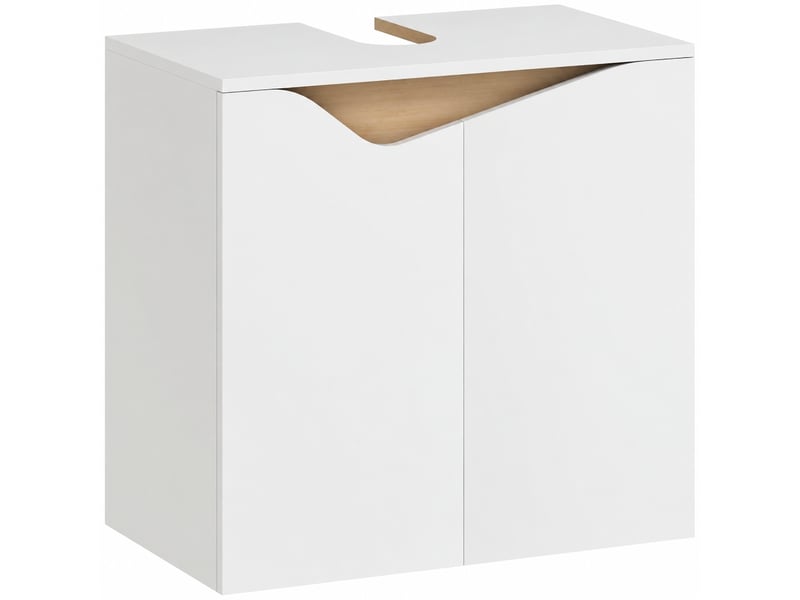  Meuble sous lavabo mural blanc avec portes à fermeture amortie, 60 x 35 x 57,9 cm  - Conforama A