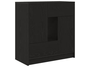 Buffet - bahut - meuble de rangement avec tiroirs et portes chêne noir 70,5x34x74,5 cm