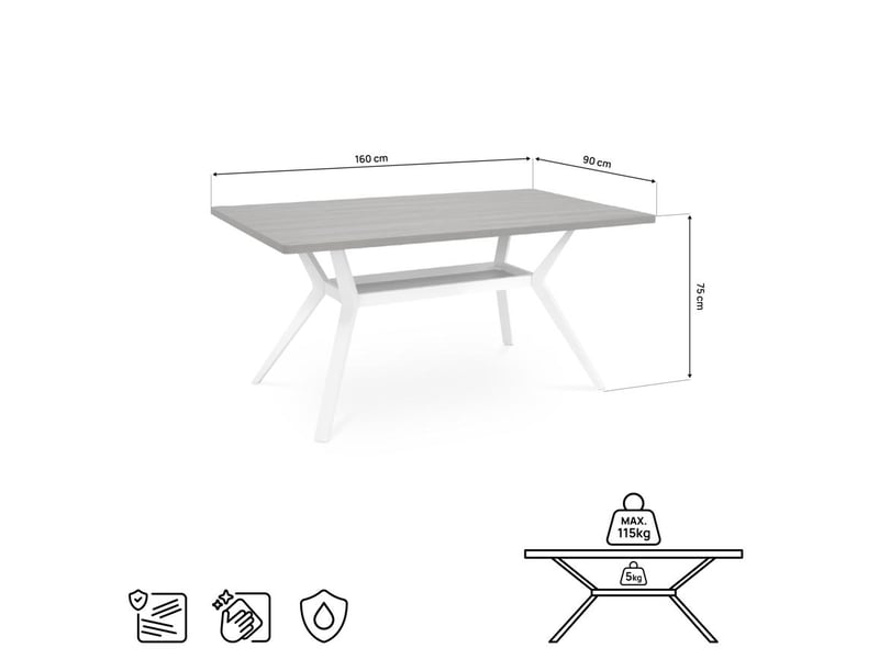 Table à manger 160cm pieds métal kaki et plateau finition noyer andrea ANDREA - Conforama E