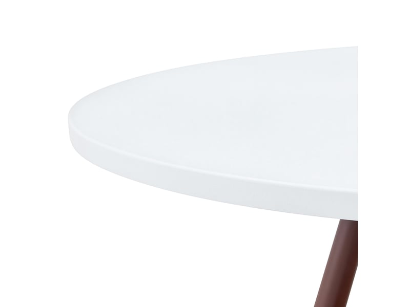 Table à manger ronde, d80 cm, avec panier de espace de rangement suspendu meuble, pratique, mdf et bois, coloris noyer - Conforama E