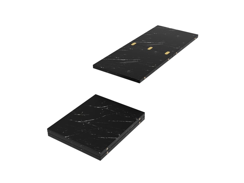  Table extensible ronde effet marbre pour salle à manger en mdf et métal 100(140)×100×75,5 cm noir  - Conforama D