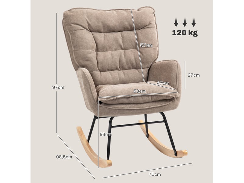  Fauteuil à bascule modenvie marron en polyester aspect chenille 71 x 98,5 x 97 cm  - Conforama C