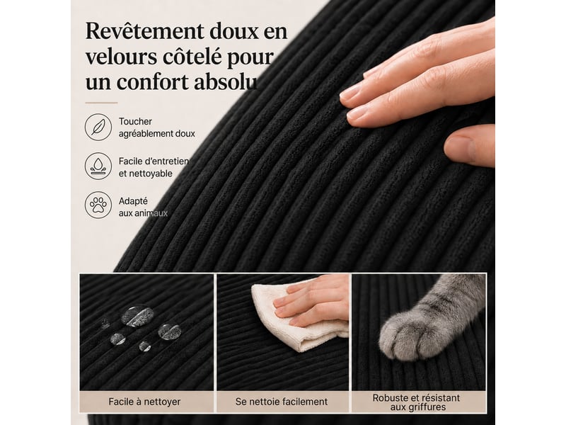  Canapé modulaire à compression, en tissu velours  - Conforama C
