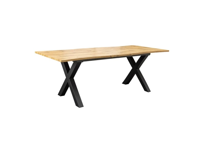 Table de salle à manger rivet extensible jusqu'à 220 cm – mdf et métal noir – style industriel - Conforama A