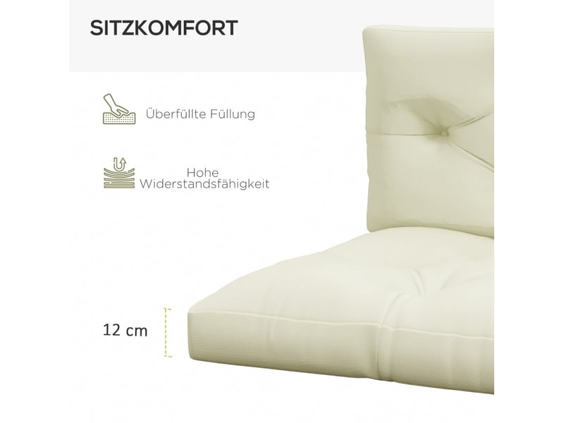  Coussins d'assise 2 pièces 120x80x12 cm extérieur crème  - Conforama E