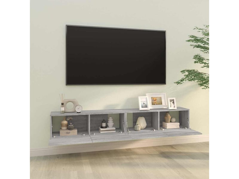  Meubles tv - banc tv - meuble de rangement muraux 2pcs sonoma gris 100x30x30 cm bois ingénierie  - Conforama C