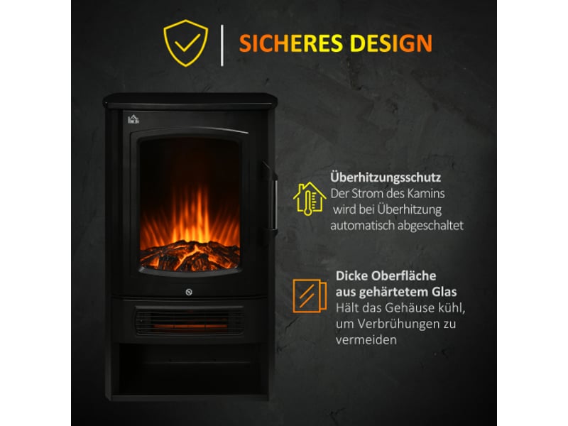  Cheminée électrique led 10002000 w, effet flammes, 2 niveaux de chauffe, 44,5x32x74 cm  - Conforama D