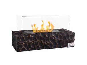 Cheminée de table au bioéthanol noire avec verre trempé, brûleur 150 ml, 33 x 16 x 18 cm