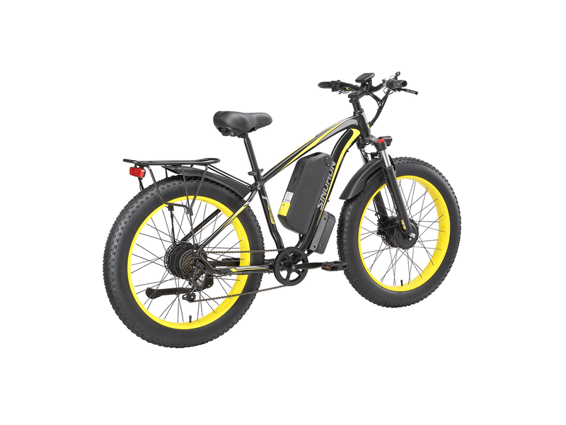 Vélo électrique double moteur sinohon x26, fat bike 26 po tout-terrain, jaune - Conforama E