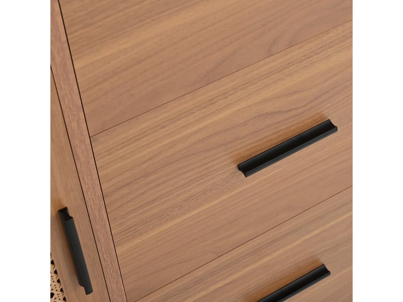  Buffet avec 2 portes coulissantes et 3 tiroirs style maison de campagne 140 cm naturel  - Conforama R