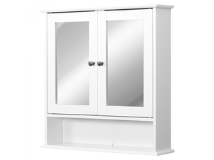 Armoire murale étagère salle de bain 56lx13lx58hcm double porte miroir étagère réglable mdf gris