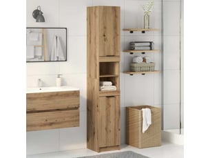Amoire de salle de bain chêne artisanal 32x34x188.5cm bois d'ingénierie