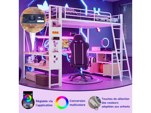 Lit mezzanine 90x200 cm <strong>ZOVIRA</strong> <strong></strong> coloris blanc