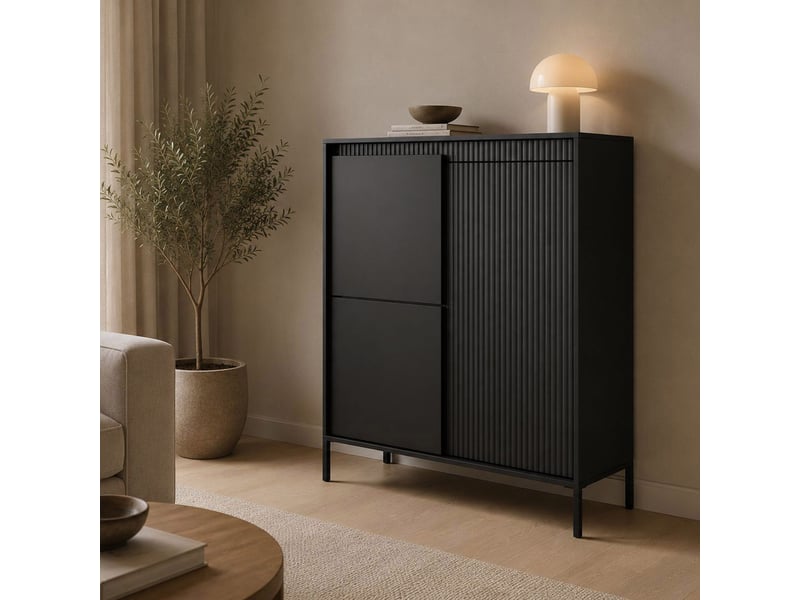  Buffet hatolaro, armoire 5 étagères, 104x40x123h cm noir Hatolaro - Conforama B