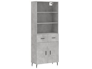 Buffet haut - bahut - meuble de rangement gris béton 69,5x34x180 cm bois d'ingénierie