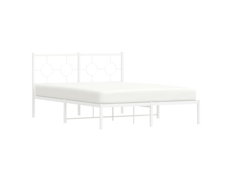  Lit double- lit adulte -  cadre de lit métal sans matelas et tête de lit blanc 135x190 cm  - Conforama C