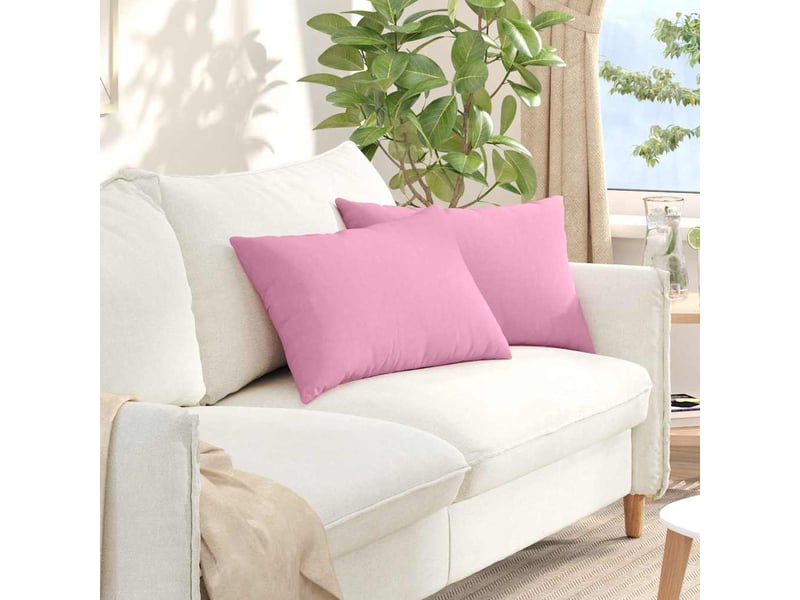 Lot de 2 coussins de canapé, coussins décoratifs tissu rose 60 x 40 cm cf58934 - Conforama B