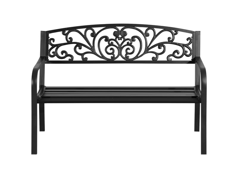  Banc de jardin 2 places en acier motif floral noir 127 x 60 x 87 cm  - Conforama B
