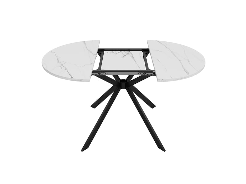  Table extensible rondeovale 100–140 × 100 cm, blanc et pieds métal Fay Lum - Conforama E