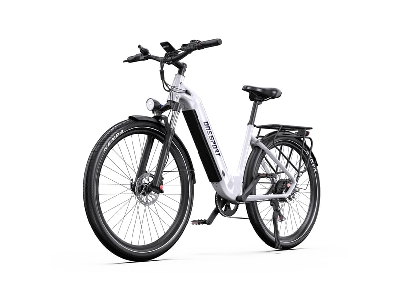  Vélo électrique urbain onesport wt05, 36 v 18,2 ah, capteur de couple, 27,5 pouces, blanc  - Conforama C
