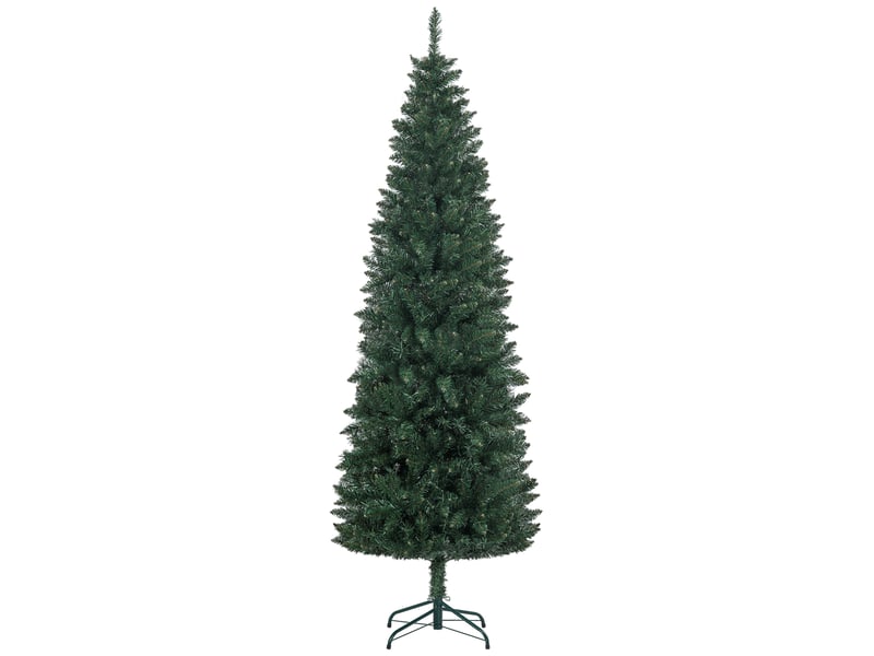  Sapin de noël artificiel 210 cm arbre de noël slim avec support en acier pliable, 687 branches épines vert  - Conforama B