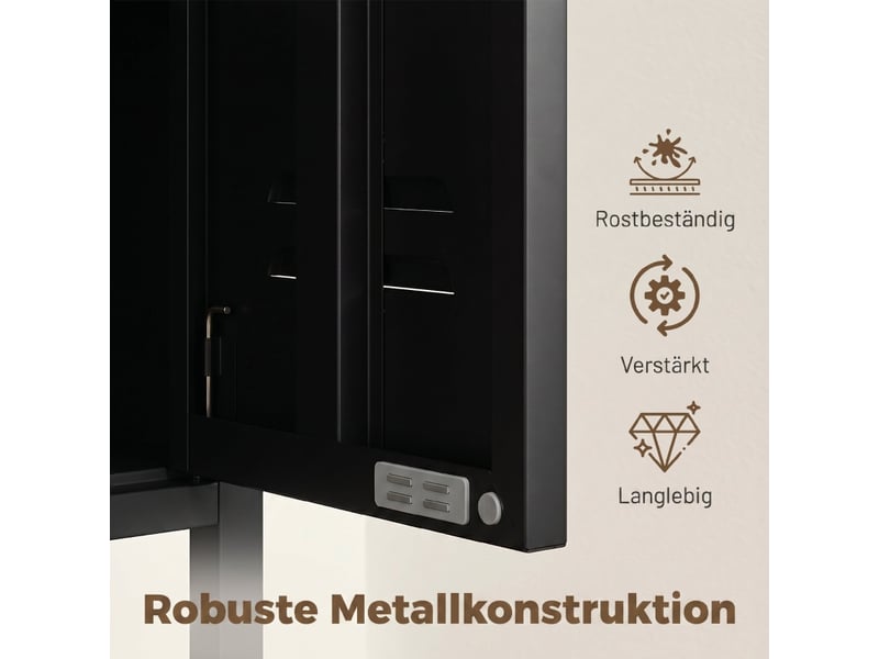 Armoire de chambre - armoire métallique, style industriel, avec étagères réglables pour chambre, garage et bureau, noire - Conforama E