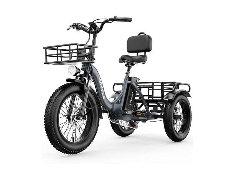  Cbvelo c16 tricycle électrique pliable, pneus fat 4, cadre ouvert, gris  - Conforama A