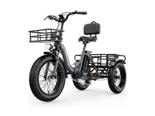 Cbvelo c16 tricycle électrique pliable, pneus fat 4, cadre ouvert, gris