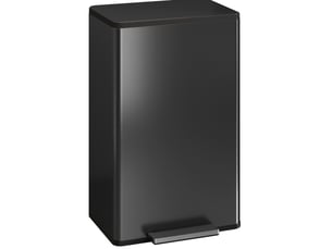 Poubelle de cuisine 45 litres - seau à déchets avec pédale, couvercle à fermeture douce, bac intérieur amovible et acier inoxydable brossé noir