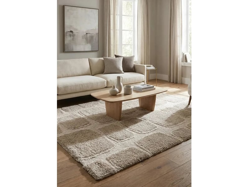 Tapis enfant shaggy scandinave crème beige, 120 x 170 cm 51726 - Conforama B