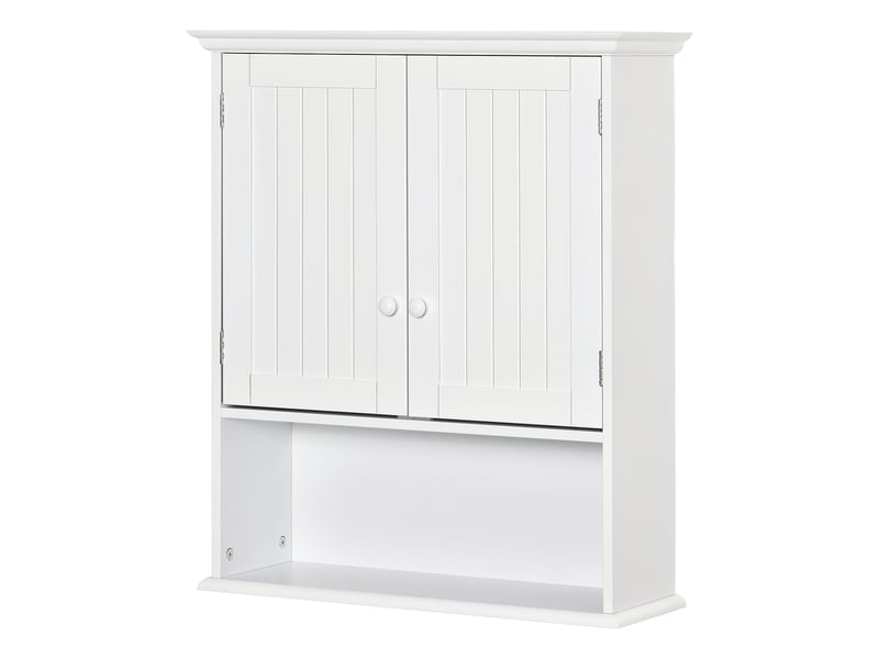  Armoire murale salle de bain 60 x 20 x 70,5 cm, 2 portes, étagère intérieure réglable, compartiment ouvert, meuble suspendu  - Conforama B