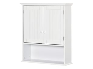 Armoire murale salle de bain 60 x 20 x 70,5 cm, 2 portes, étagère intérieure réglable, compartiment ouvert, meuble suspendu