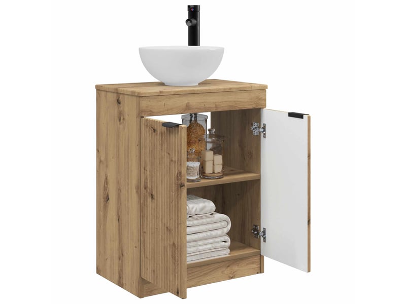  Meuble de salle de bain avec évier chêne artisanal shl3414  - Conforama C