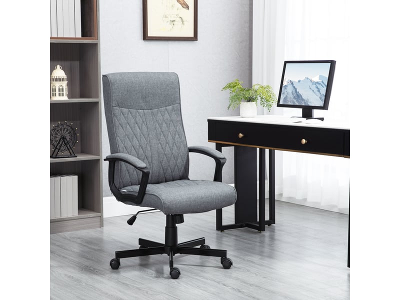  Chaise de bureau pivotante fonction bascule hauteur réglable 65x72x102-112,5 cm gris  - Conforama D