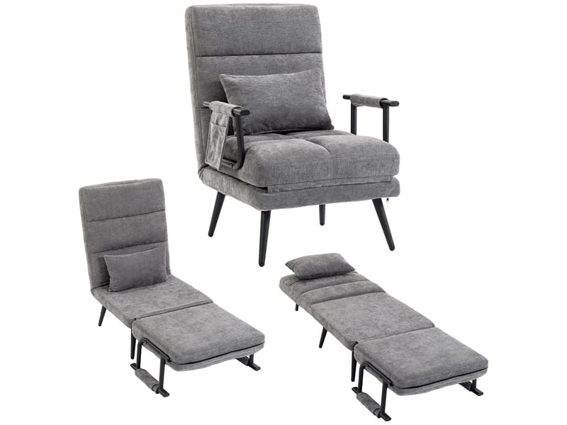  Fauteuil convertible 3 en 1 inclinable tissu chenille 73 x 67 x 96 cm  - Conforama A