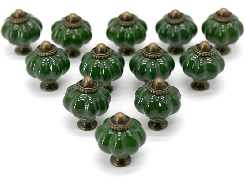  Jeu de 12 poignées en céramique turquoise foncé de 33 mm, poignées pour tiroirs, meubles de cuisine et tables  - Conforama B